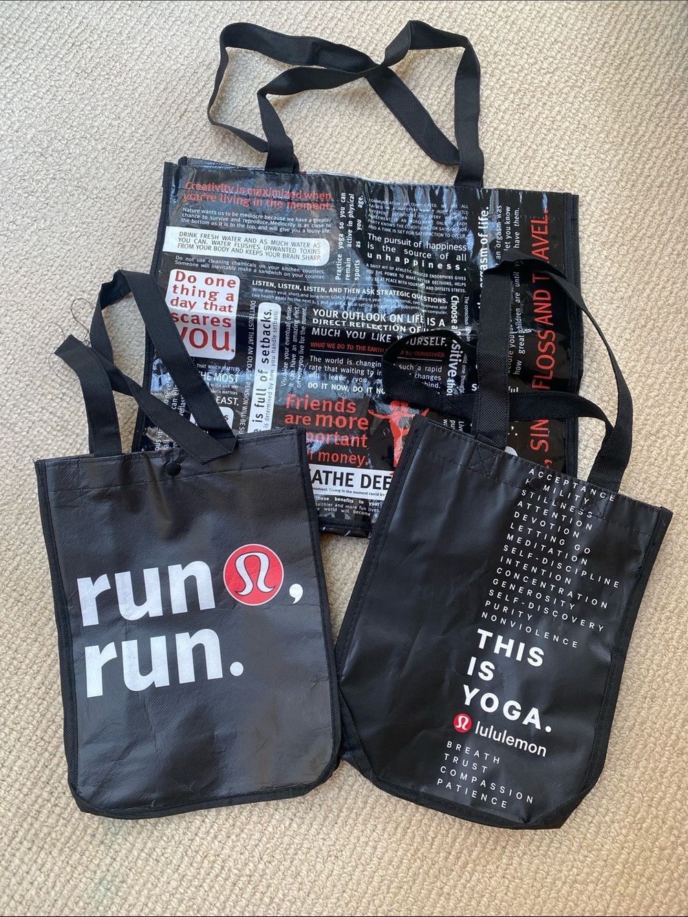 Set of 3 Lululemon Reusable Tote Bags